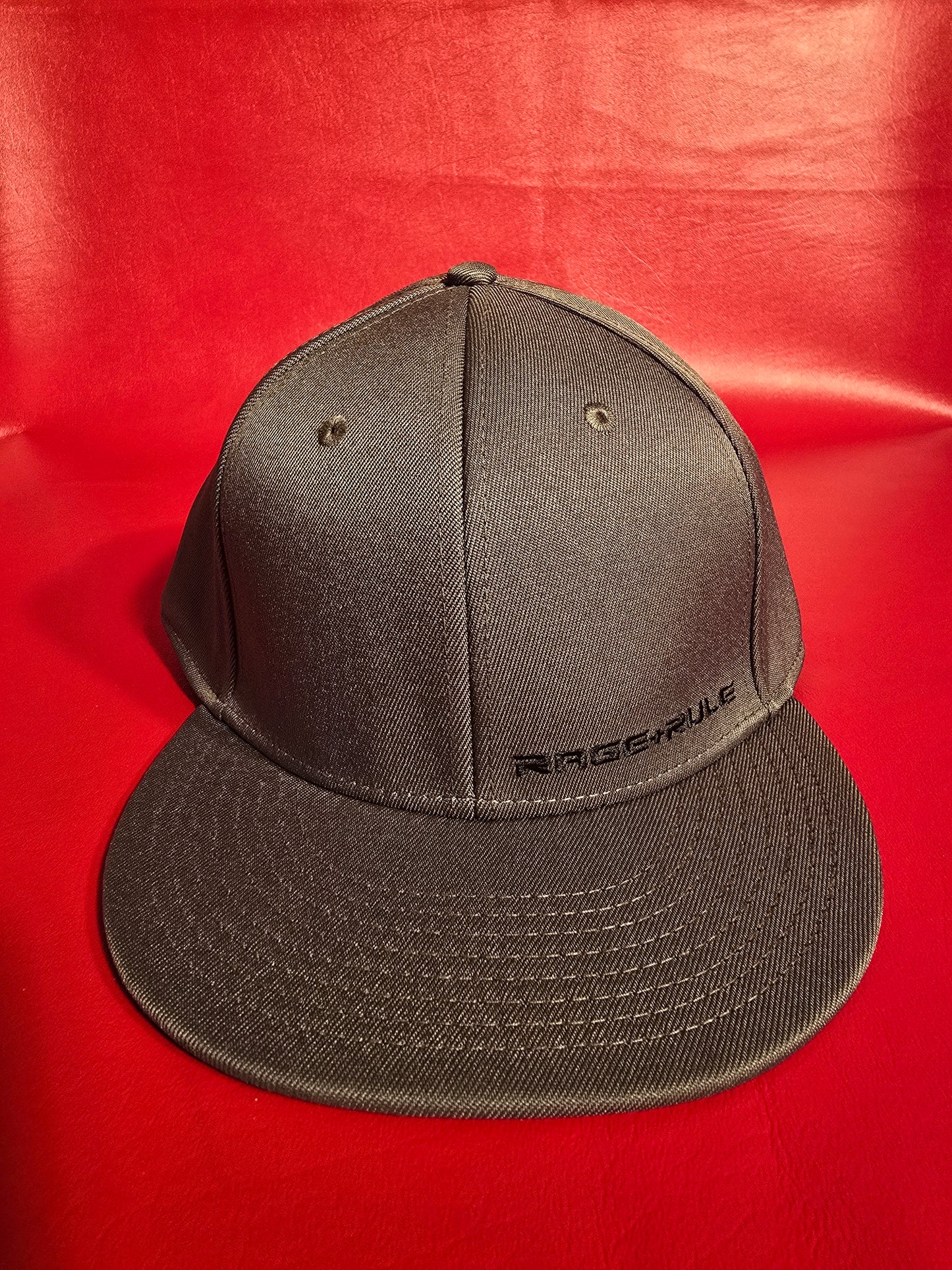 GRAY RR FLATBILL HAT- RED MONOGRAM