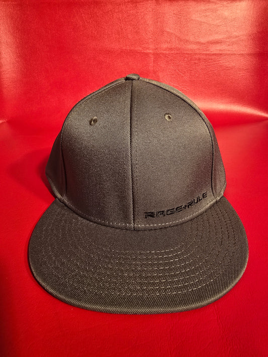 GRAY RR FLATBILL HAT- RED MONOGRAM