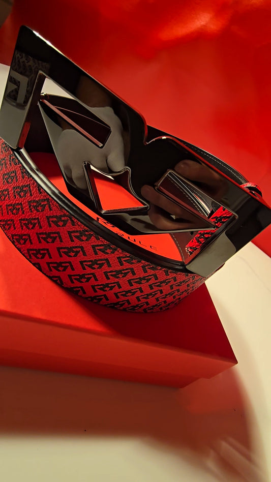 RR Monogram Belt- Red/Black/ Black Buckle
