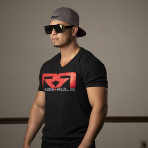 RED/GRAY RR- BLACK V-NECK