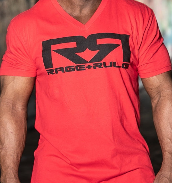 BLACK RR- RED V-NECK