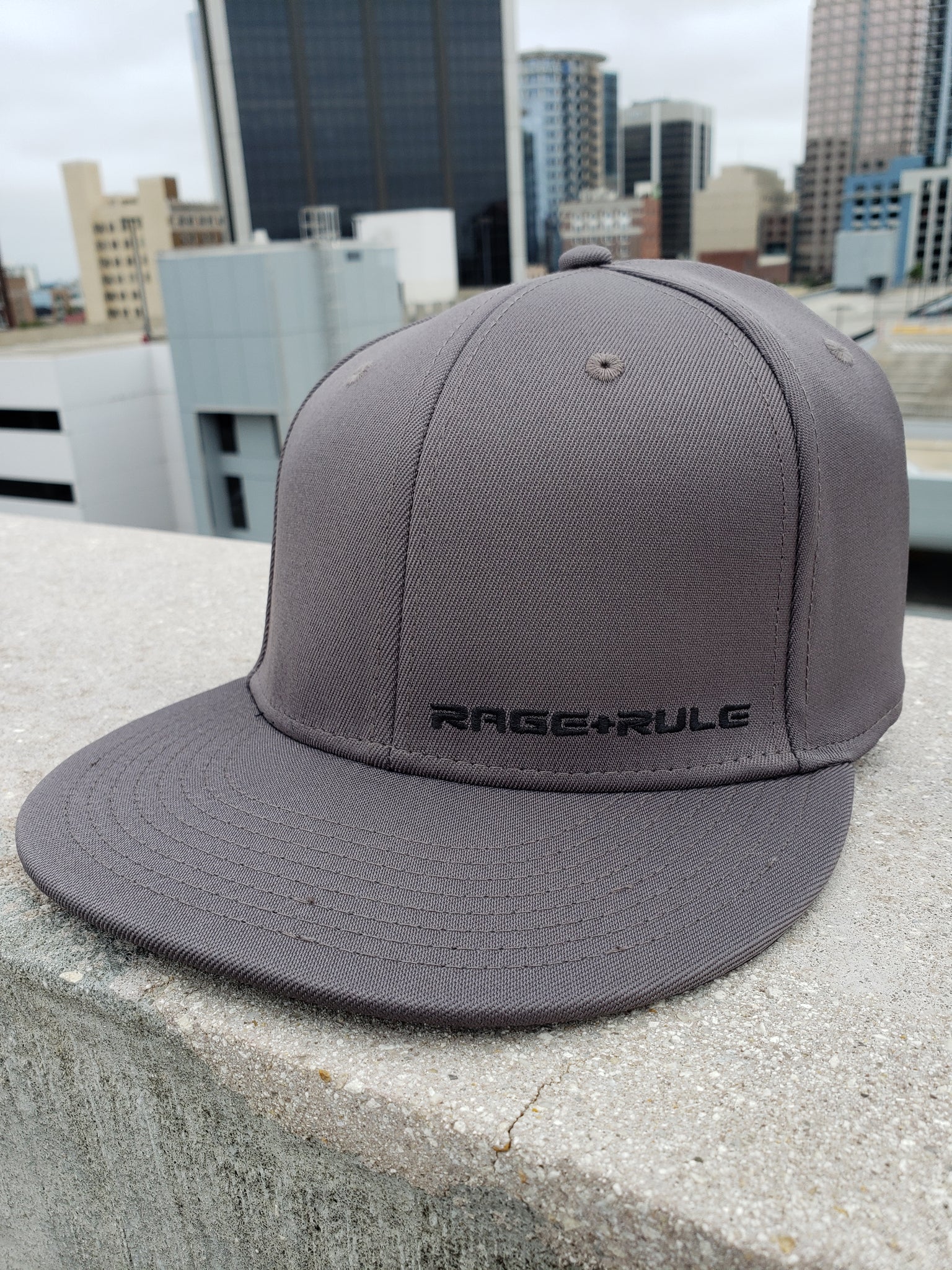 GRAY RR FLATBILL HAT- GRAY MONOGRAM