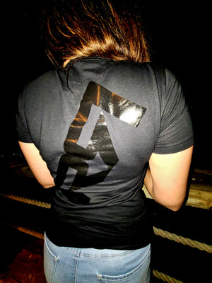 WOMENS BLACK FOIL RAGE- BLACK TEE