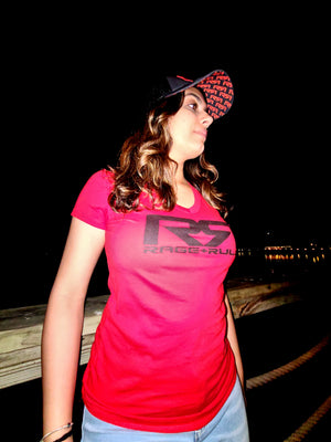 WOMENS BLACK RR- RED V-NECK