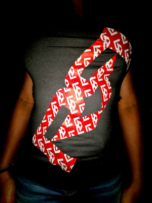 WOMENS RED/WHITE RR MONOGRAM - GRAY TANK