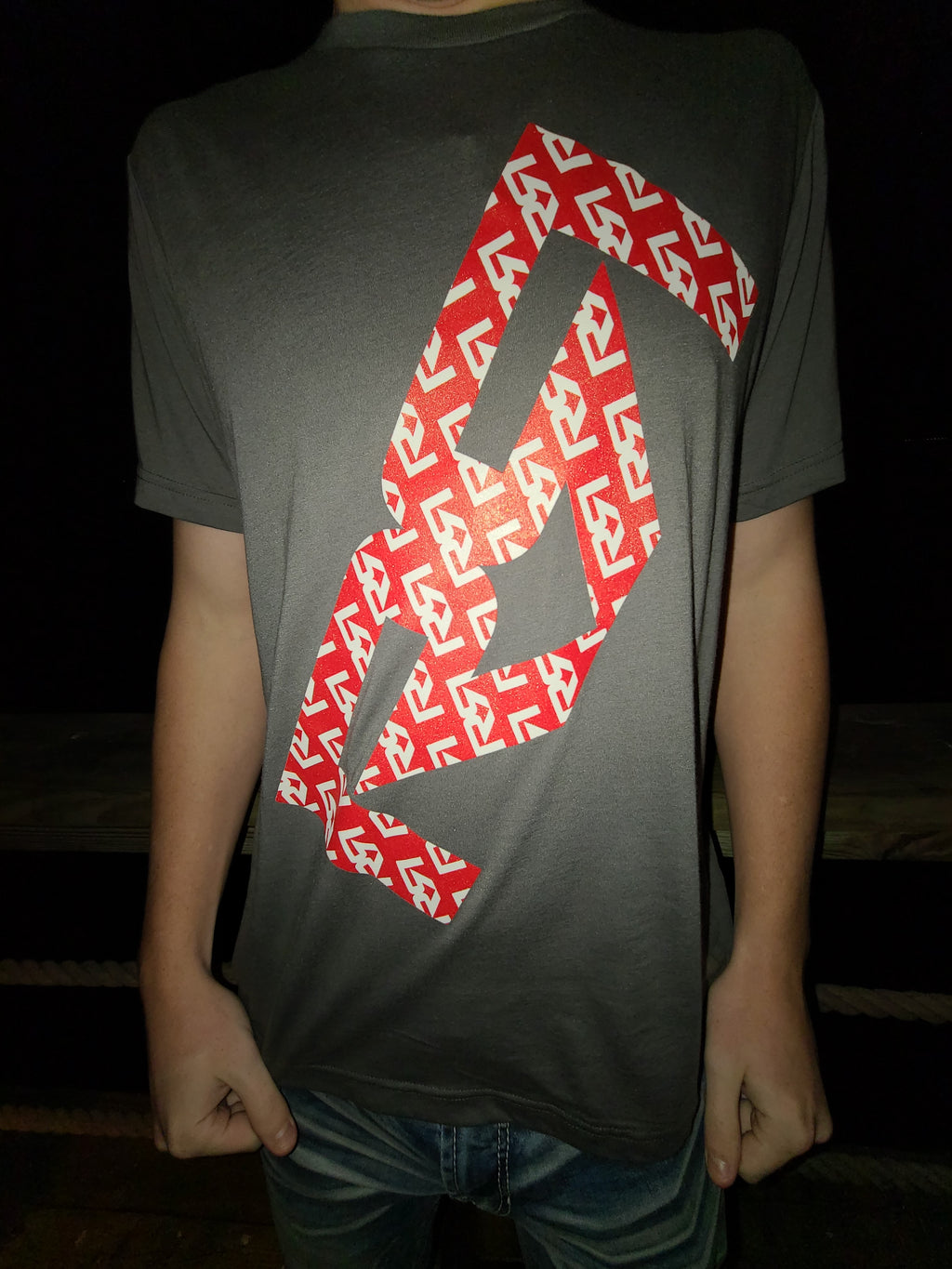 RED/WHITE RR MONOGRAM- GRAY TEE