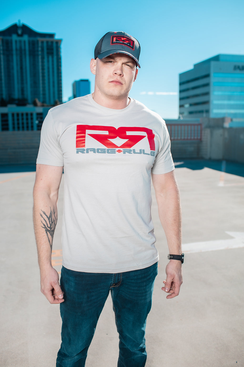 RED/GRAY RR- LITE GRAY TEE