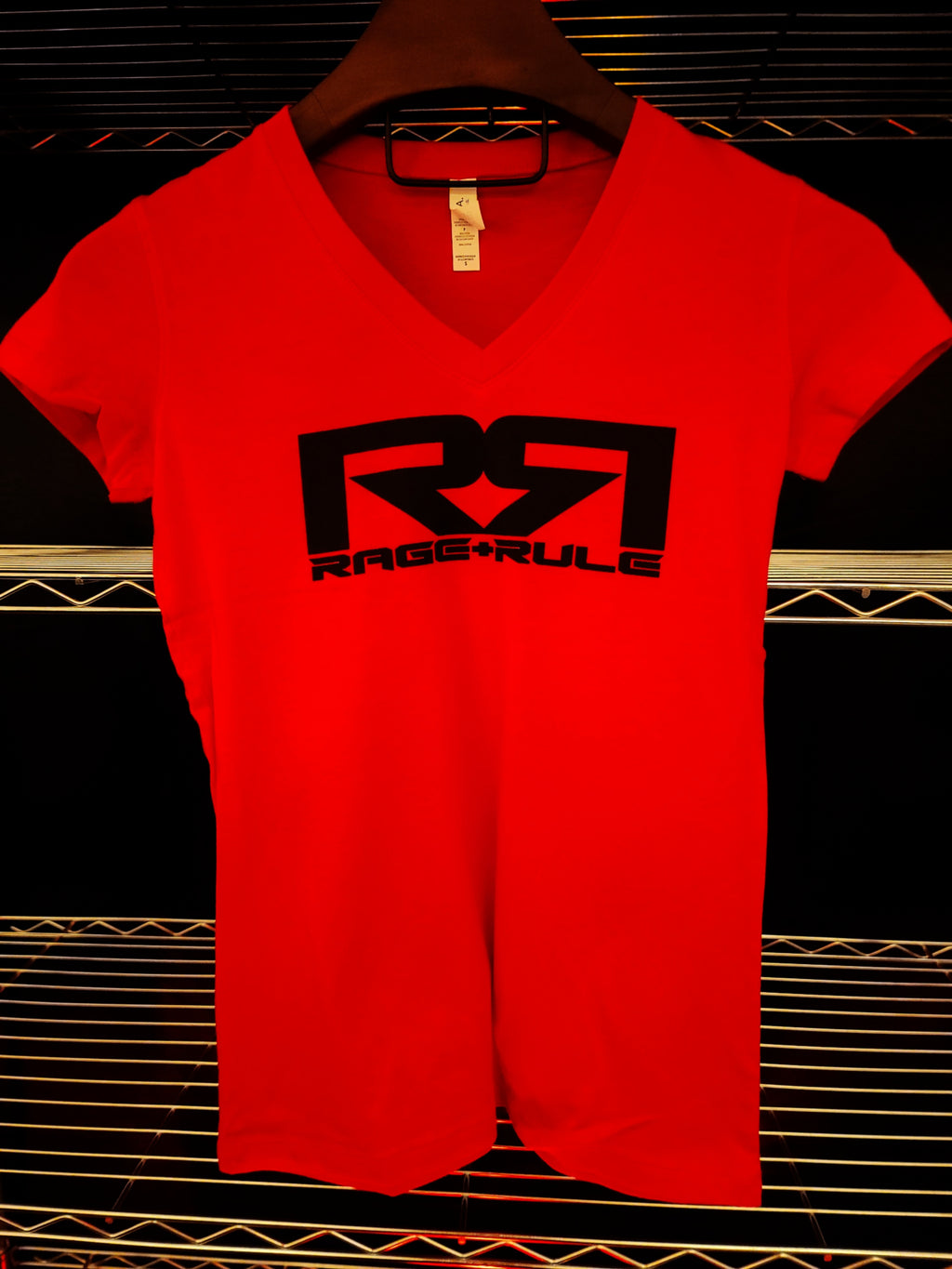 WOMENS BLACK RR- RED V-NECK