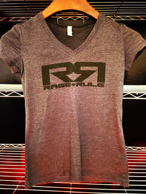 WOMENS BLACK RR- GRAY V-NECK